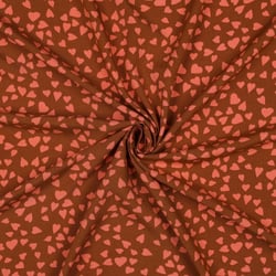 Tissu Viscose EcoVero petits coeurs Orange sur fond Terracotta