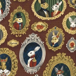Tissu Coton imprimé Cadres lapinou sur fond Marron