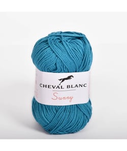 Pelote de coton à tricoter SUNNY UNI - Cheval blanc - PPSC 275 Petrol bleu