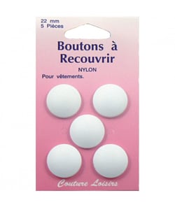Boutons nylon n°22 à recouvrir X 5 - Distrifil 22 Blanc