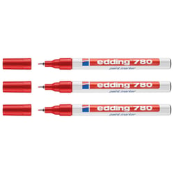Lot de 3 marqueurs peinture - EDDING - Pointe fine 0,8 mm - Corps aluminium - Rouge