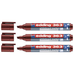 Lot de 3 Marqueurs pour tableaux blancs EDDING 363 - Marron - Pointe biseautée 1-5 mm