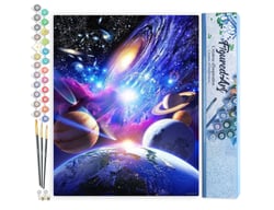 Peinture par Numéro Figured'Art - Système Planétaire - Kit de Loisir Créatif DIY Numéro d'Art Complet - 40x50cm sans châssis en bois