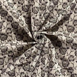 Tissu Jersey Milano Lace Fleuris sur fond Crème