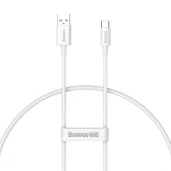 Baseus Câble de Données et de Charge USB-A / USB-C 100W 480 Mbps 0,25 mètre Blanc