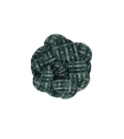 Broche fleur carreaux 7,5cm vert saule