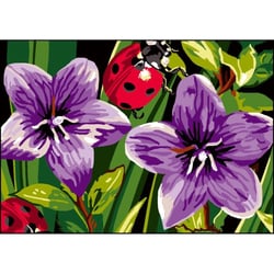 Princesse - Canevas antique Fleurs et Coccinelle 32x50cm