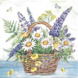4 serviettes en papier découpage collage 33 cm PANIER DE FLEURS FLSS 105