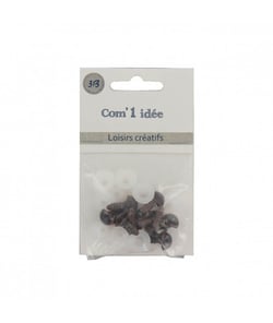 Oeil sécurité BRUN pour peluches diam. 10mm en lot de 10 pièces - 3bCom Marron