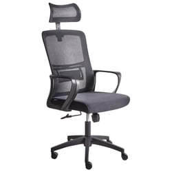 Chaise de Bureau Noire en Maille Base Pivotante Appui-tête Réglable en Hauteur Siège Bureau à Domicile
