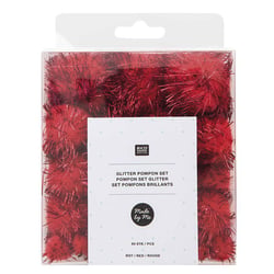 60 pompons brillants rouges