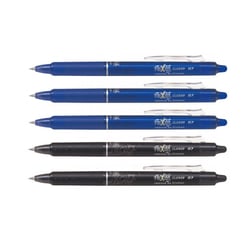 Lot de 5 stylos FriXion Ball Clicker pointe moyenne 0.7mm bleu et noir Pilot