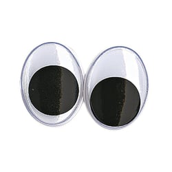 Yeux mobiles en plastique à coller, ø 15 mm, 10 pces, ovale, noir / blanc