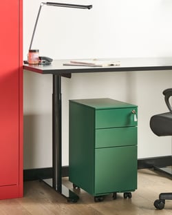 Armoire de Rangement en Métal Vert avec 3 Tiroirs à Clé sur Roulettes Casier de Bureau Garage Design Industriel Moderne