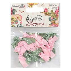 20 mini noeux en tissu pour scrapbooking et couture Rose et kaki à pois blancs 023