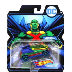 Hot wheels : voiture martian manhunter 1:64 - vehicule miniature vert - collection batman - mattel fhl31