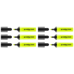 Lot de 6 surligneurs - EDDING - Jaune - Pointe biseautée 2-5 mm - Rechargeable