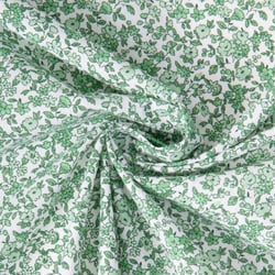 Tissu Coton imprimé Arty Léonie Vert sur fond Blanc