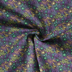 Tissu Coton imprimé  Fleurisia sur fond Violine - Au mètre