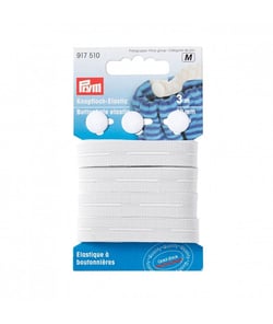 Élastique à boutonnières avec 3 boutons 12mm X 3m - Prym - certifié Oeko-Tex Blanc