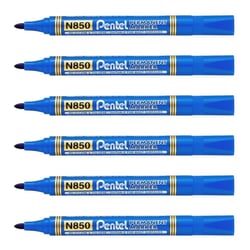 Lot de 6 marqueurs permanents - PENTEL - Pointe conique - Bleu