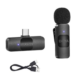 Microphone sans fil lavalier - BOYA - BY-V10 - Connecteur USB-C - Récepteur + Émetteur - Compatible Android