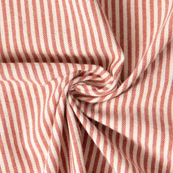 Tissu Coton d'ameublement Simone rayé Terracota sur fond Naturel