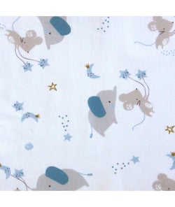 Tissu coton enfant éléphant de 150 cm de largeur Bleu vendu par 50 cm
