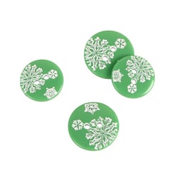 Lot de 3 boutons 2 trous flocons vert sapin