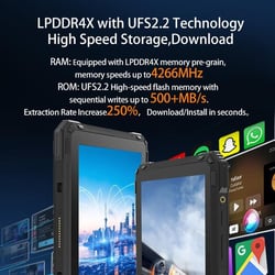 Tablette Tactile Robuste IP68 8 Pouces Android 11 4G 4GB+64GB 16MP Caméra Noir YONIS