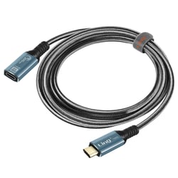 Câble Rallonge USB-C Charge 100W Vidéo 8K Transfert 20 Gbps 2m LinQ Gris / Noir