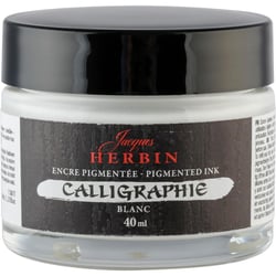 Encre de calligraphie pigmentée - Blanc - Jacques Herbin - Flacon 40ml