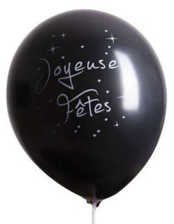 10 BALLONS 1 FACE JOYEUSES FETES NOIR METAL
