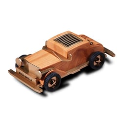 Mini Enceinte Bluetooth Forme Voiture Rétro Bois Sombre Son Puissant 5W YONIS