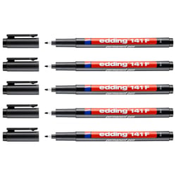 Lot de 5 marqueurs permanents - EDDING - Noir - Pointe fine 0,6 mm