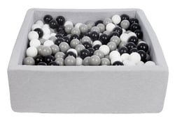 Piscine à balles pour enfant, 90x90 cm, Aire de jeu + 450 balles noir,blanc,gris - Velinda