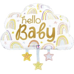 Ballon Aluminium Hélium Géant - Nuage Hello Baby 27 cm