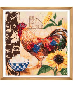 Kit de Point de Croix Comptée – Coq de campagne – 36 x 36 cm - Trimits Multicolore