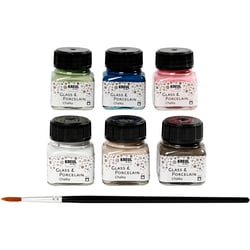 Peinture pour Verre et Porcelaine, ass. de couleurs, 6x20 ml/ 1 Pq.