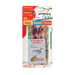 Kit 60 scoubidous couleurs + notice creation - fils, brins - loisir creatif enfant