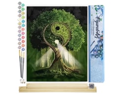 Peinture par Numéro Figured'Art - Arbre Yin et Yang - Kit de Loisir Créatif DIY Numéro d'Art Complet - 40x50cm toile roulée + châssis en bois à monter