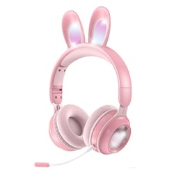 Casque Audio Bluetooth 5.0 Sans Fil Oreilles De Lapin Pour PC Couleur Menthe Rose YONIS