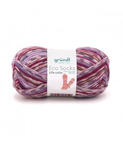 Laine à chaussettes à tricoter ECO SOCKS LIFE COLOR - 100 GR - Grundl - certifiée Oeko-Tex 05 Violet