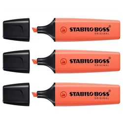 Lot de 3 surligneurs - STABILO - BOSS ORIGINAL Pastel - Corail pastel - Pointe biseautée 2 - 5 mm