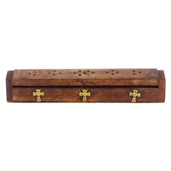 Boite porte encens en bois - croix