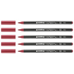 Lot de 5 feutres porcelaine pointe pinceau 1-4 mm - EDDING - Carmin