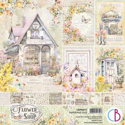 12 papiers scrapbooking carterie 30 x 30 cm CIAO BELLA FLOWER SHOP