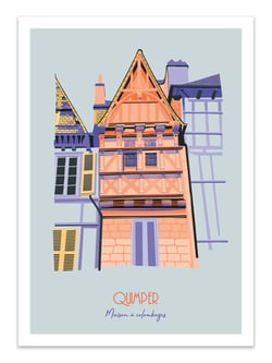 Affiche 50 x 70 cm -  Quimper - Maison à Colombage - Artmoric