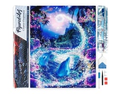 Diamond Painting Broderie Diamant Figured’Art 40x50cm toile entière roulée avec diamants carrés - Dauphins et Rivière enchantée