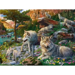 Puzzle meute de loups dans la forêt au printemps - 1500 pièces collection paysage - ravensburger - 165988